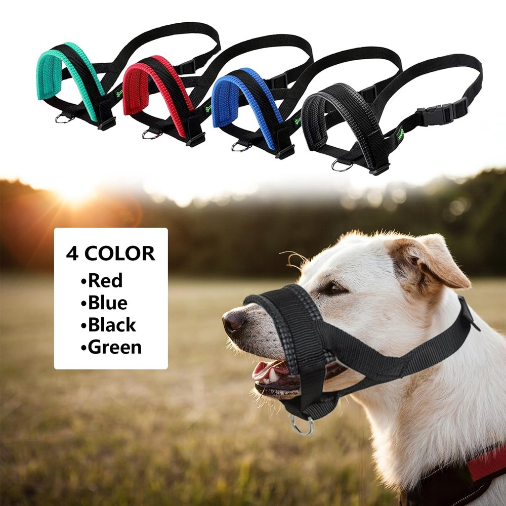 Nylon Dog Muzzle Prevent Biting Barking Chewing Adjustable Loop Black L