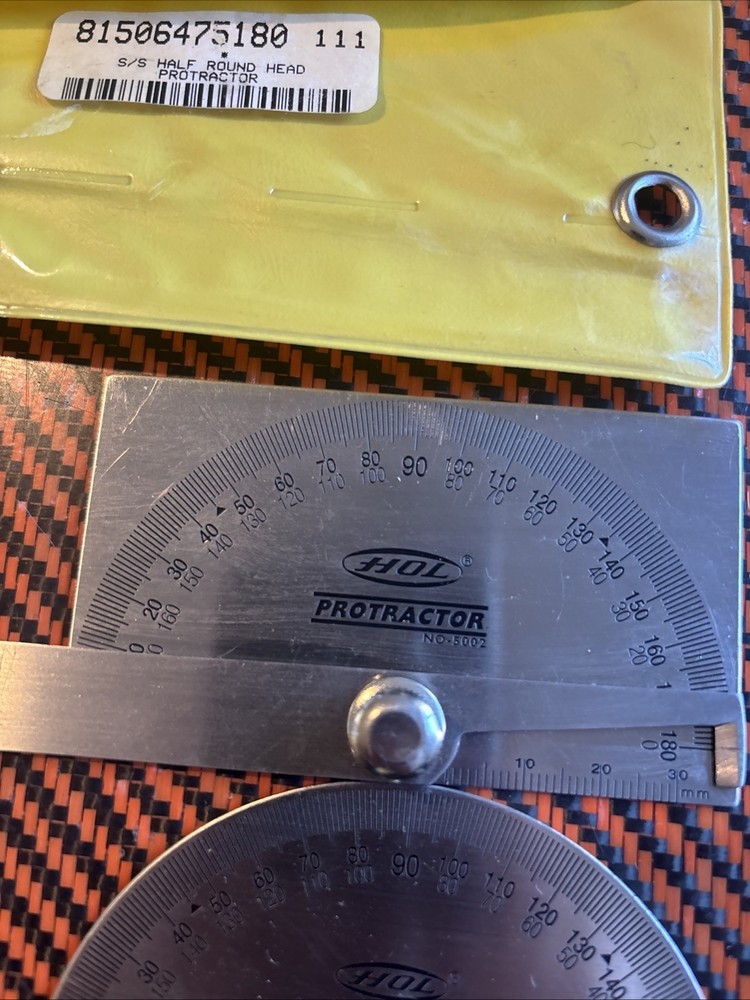 2x HOL 5002 Stainless Steel Rectangular Square Head Protractor with Plastic Bag