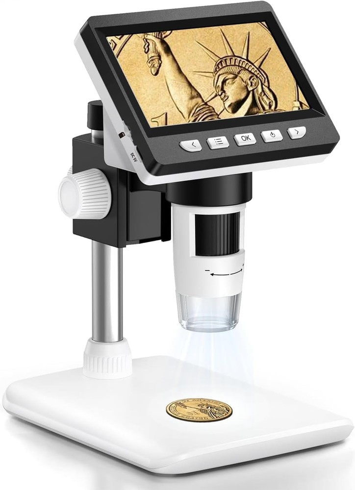 Coin Microscope, 4.3 Inch Digital Microscope 1000X Coin Microscope for Error ...