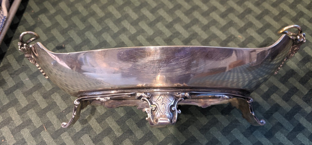 Vintage Gorham Silver Plate footed Oval Serving Dish 11x6 Empire Style