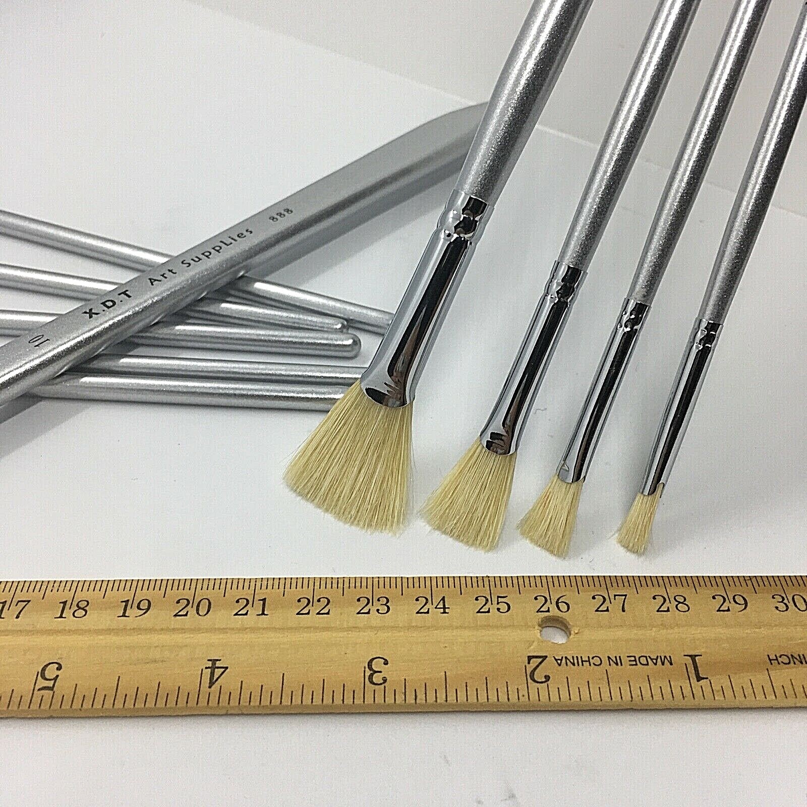 XDT#888-3 Assorted Art Brush Set 10Pc X-Long Handle Acrylic Oil Watercolor