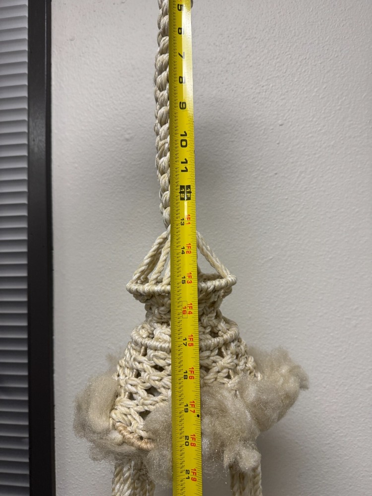 Vintage Macrame Off White Hanging Table - Classic Design - 1970 40”