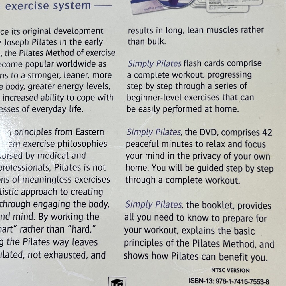 SIMPLY PILATES Exercise System 26 FLASH CARDS + DVD +BOOKLET Workout Flexibility