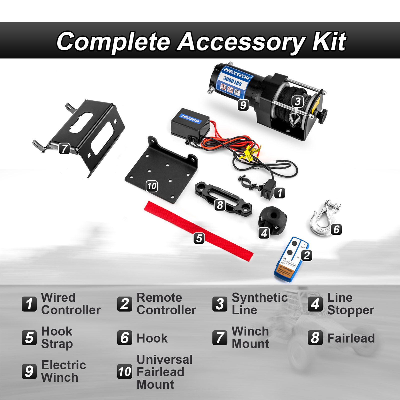 3000lb Electric Winch Kit with Winch Mount For 2014-2024 Honda TRX420 Rancher