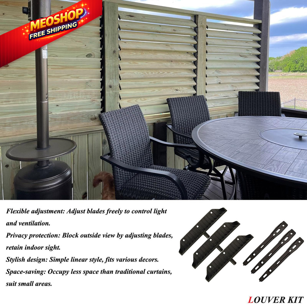 Explranltec Louver Bracket Kit, Deck Sunblind System, Shutters Hardware Black