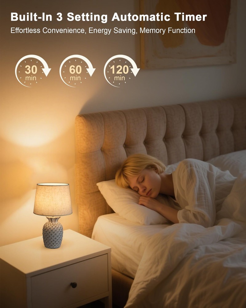 13" Small Rechargeable Cordless Table Lamp, Remote Control Timer Dimmer, Batt...