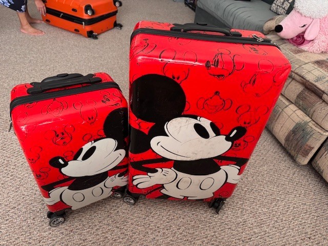 Full Size Mickey Mouse Comic Strip Suitcase, Hard Shell, Rollers 28" and 24"