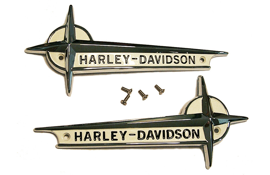 OEM Gas Tank EMBLEMS with SCREWS for 1961 - 1962 Harley Pan & Servi-Car