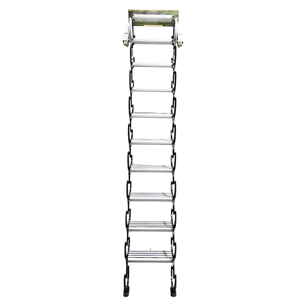 Folding Loft Ladder Stairs Attic Loft Pull Down Ladder Wall Mounted Black