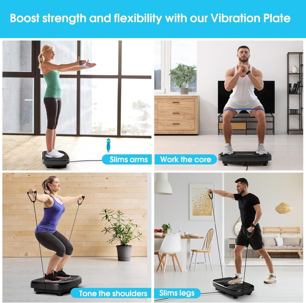 Compact Vibration Plate with Remote - Full Body Workout & 400lbs Weight Limit