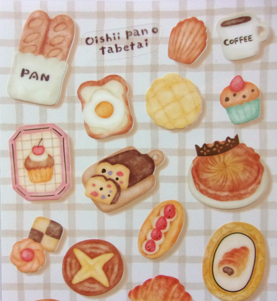 GAIA Bakery Bread PET Sticker Sheet Made in Japan Jam Coffee