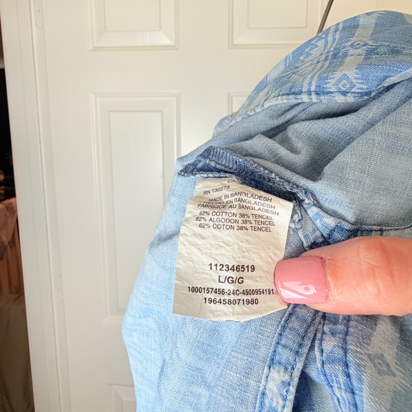 Wrangler Retro Denim Geometric Print Kimono Jacket Blue White Size L NWT