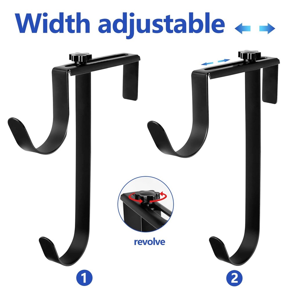 2pcs Double Pool Fence Hooks Adjustable Pool Pole Hanger Rustproof Black