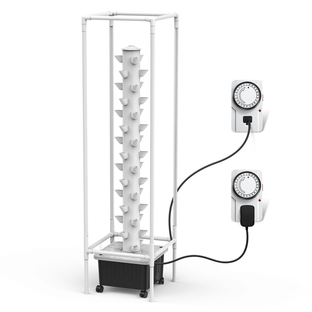 Vertical Hydroponic Growing System Tower with 4FT Grow Lights 45 Pods Pump Timer