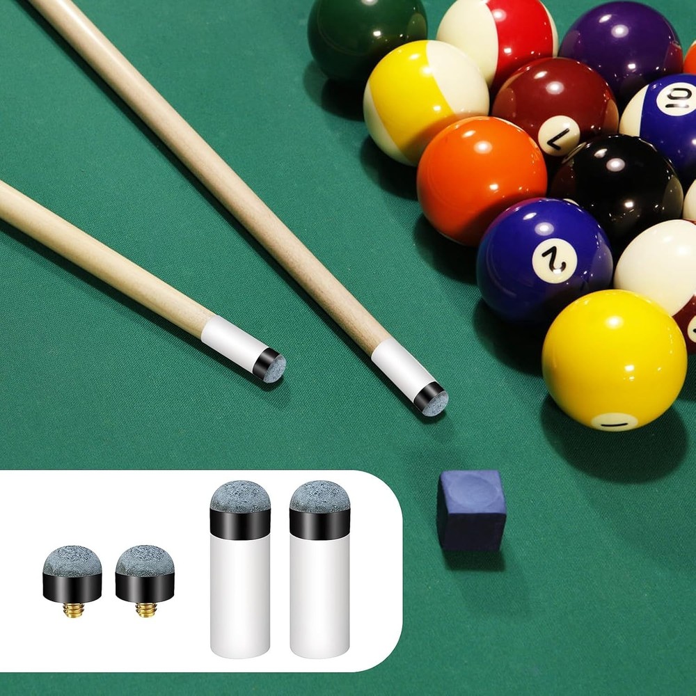 Gray Pool Cue Tip Replacement Set - 10 Durable Leather Tips Included