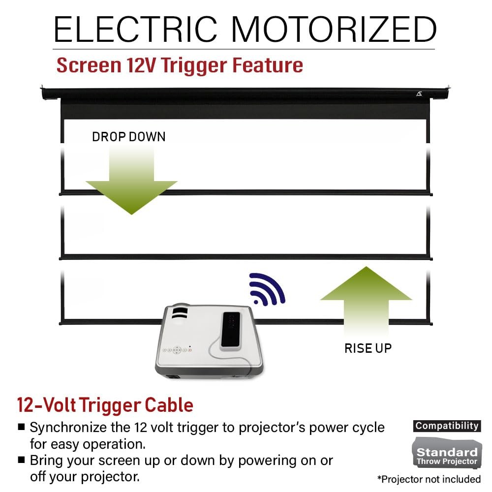 104-Inch Motorized Projector Screen, 4:3, Electric Drop Down Projector Screen...