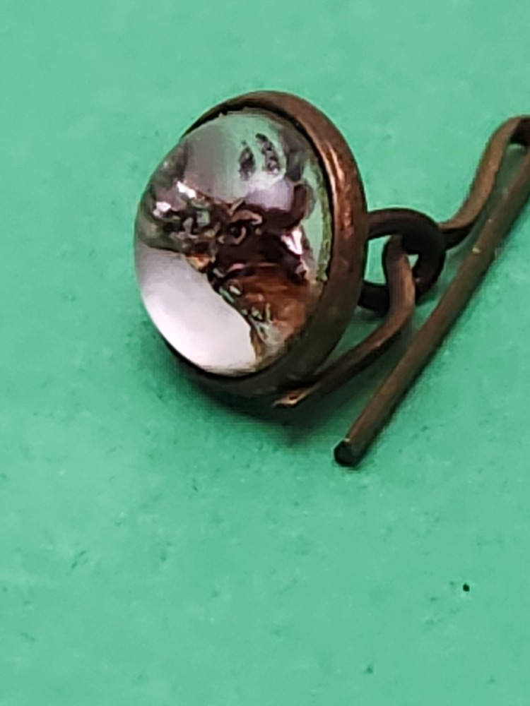 Antique Deer/Stag Cufflink Reverse Painted Crystal