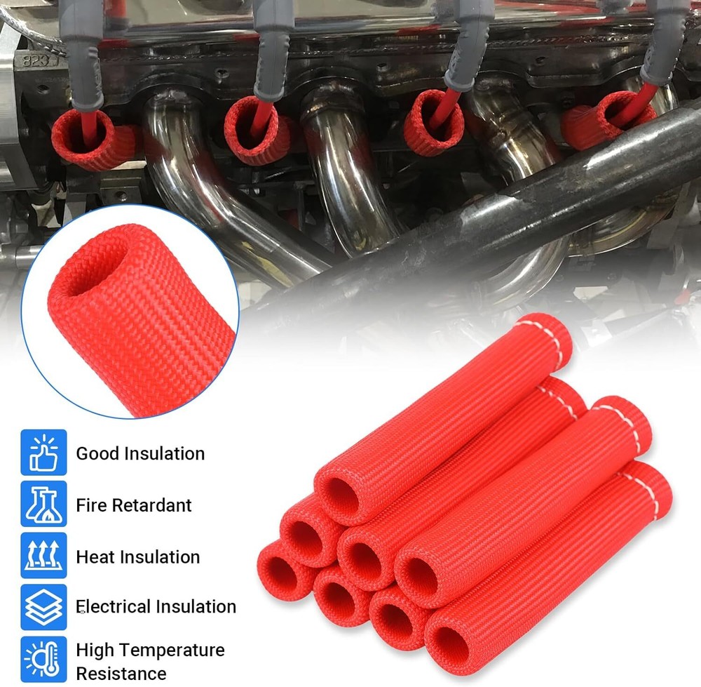 8 Spark Plug Boot Protector 2500° Spark Plug Heat Sleeve Wire Covers Header Boot