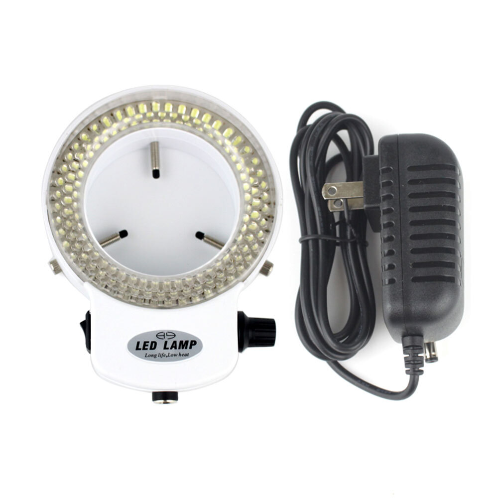 Bright 144 LED Bulbs Microscope Ring Light Illuminator Lamp Adjustable US Plug