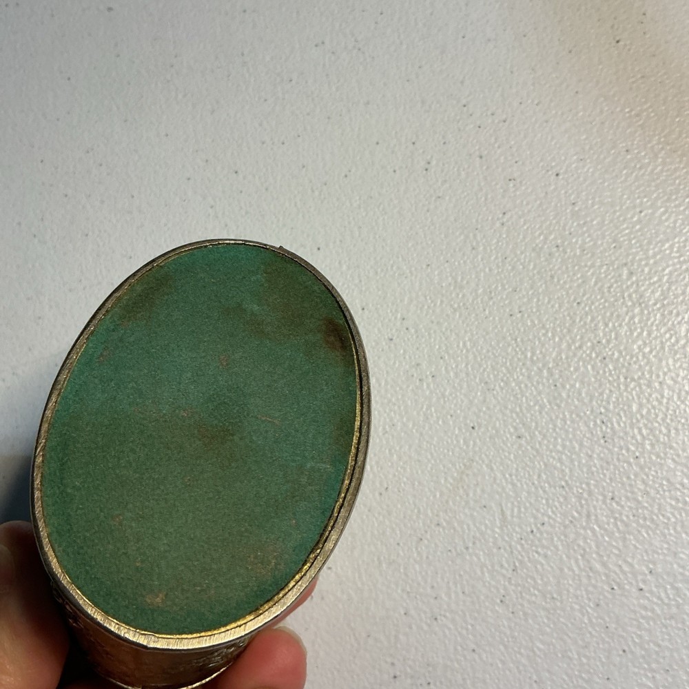 Vintage Silver Metal Ornate Jewelry Trinket Box Butterfly Swallow Floral Garland