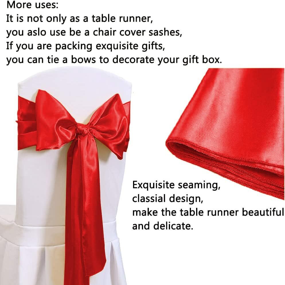 Red Table Runner Satin Table Runner 5 Pack 12x108 inch Satin Table Runner Sil...