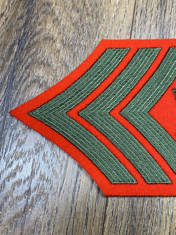 USMC Marines Chevron ~ Gunnery Sergeant (GySgt) ~ E7 ~ Patch Set ~ Green on Red