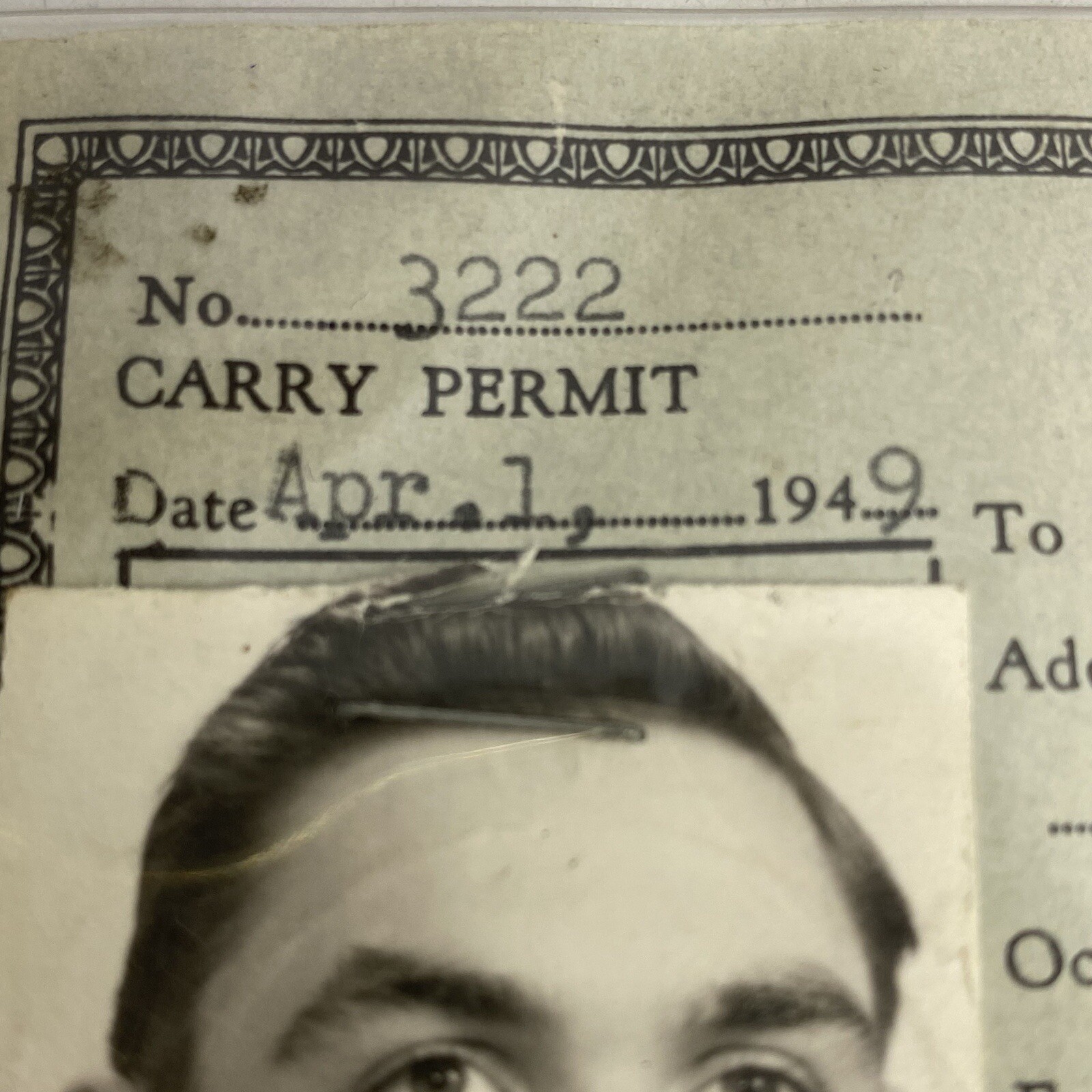 Vtg 1949 State of New York License to Carry Pistol Firearms Handgun Permit Photo
