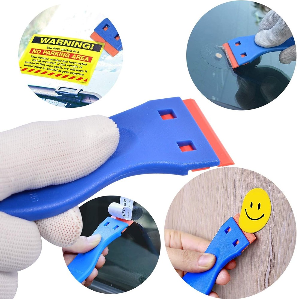 2pcs 1.5” Plastic Razor Scraper with Comfort Handle, Multipurpose Double Edge