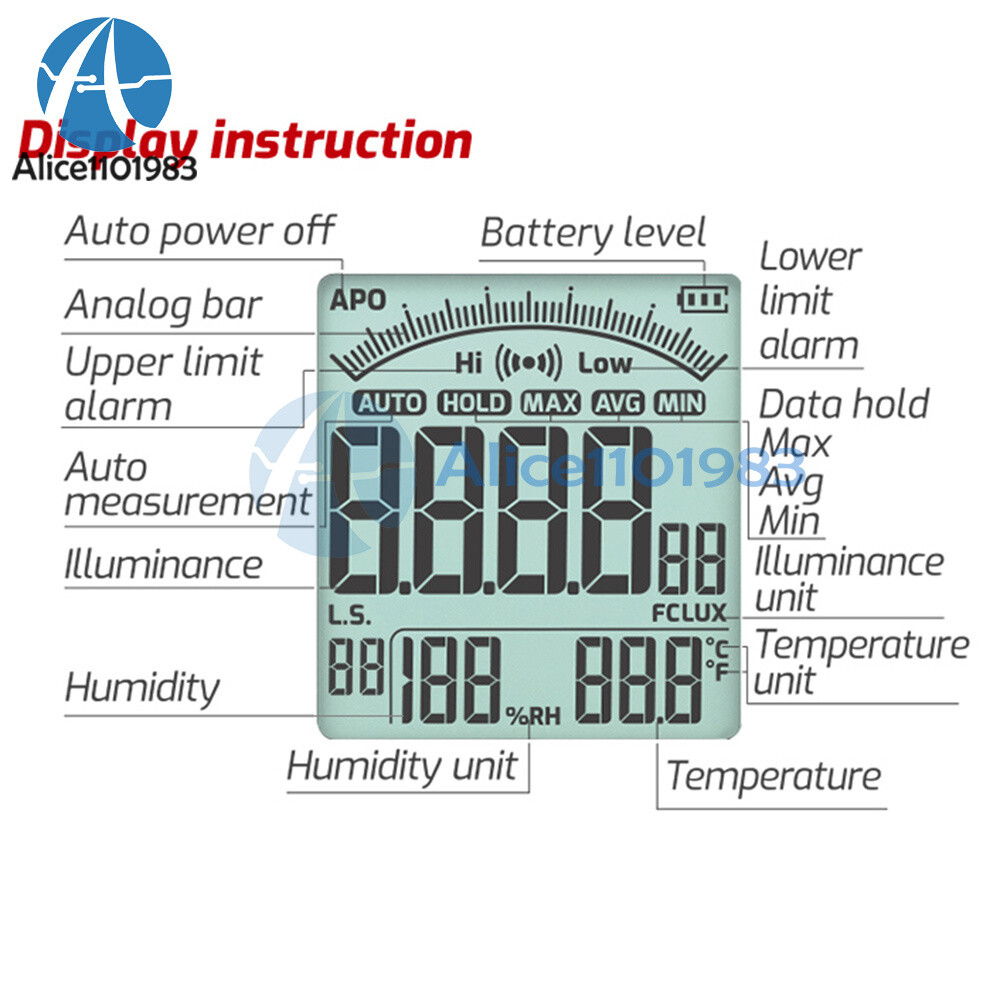 TA631A TA631B Light Meter Digital Illuminance Meter Ambient Temperature Detector