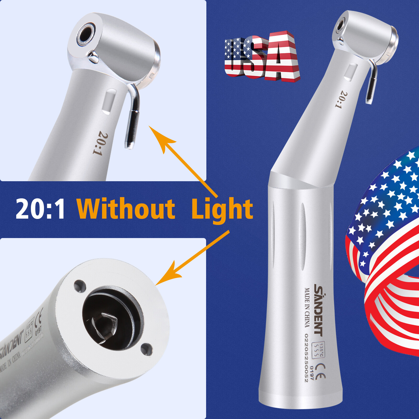 NSK Style SG20 Dental Implant 20:1 Contra Angle Push Button Surgical Handpiece S