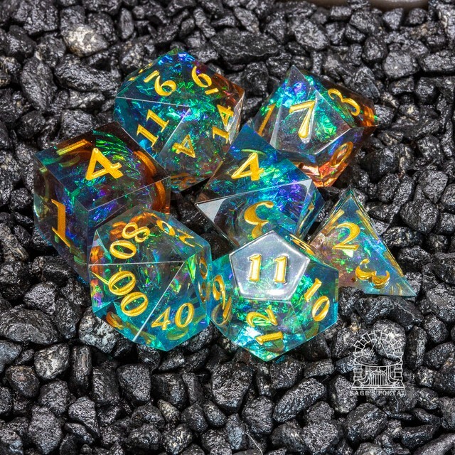 Sage's Crystals - Manaflow Sharp Edge Resin Polyhedral Dice Set DnD RPG