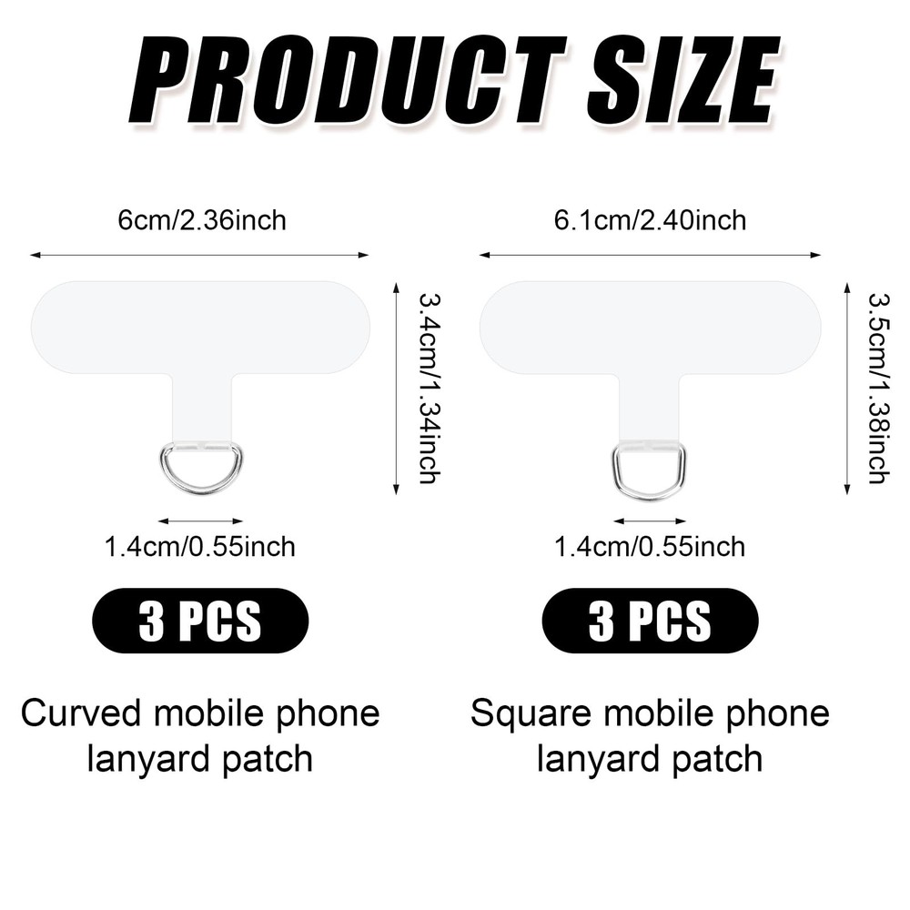 NQEUEPN 6pcs Phone Tether Tabs, Multifunctional Lanyard Medium, Transparent
