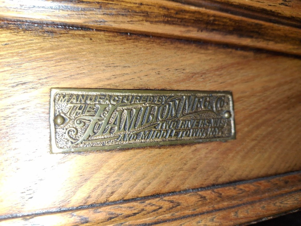 "Hamilton" vintage wood document file cabinet