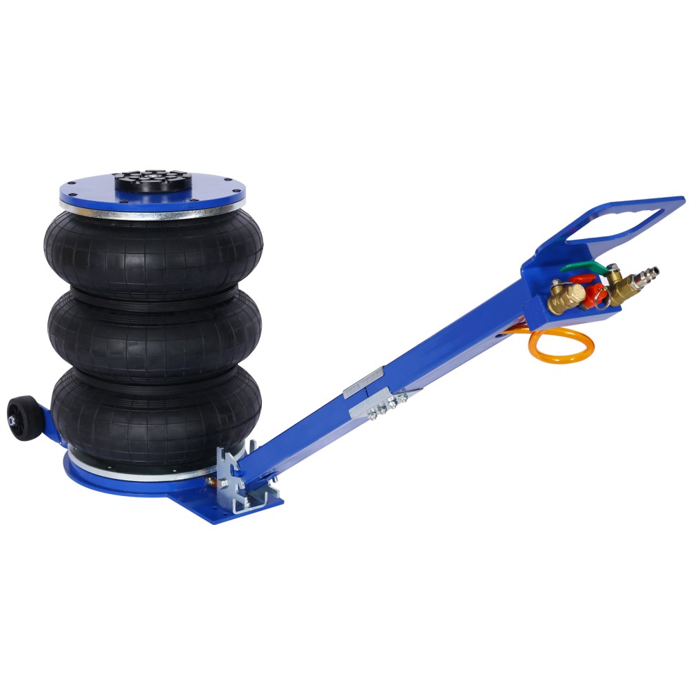 5-ton pneumatic jack with three-chamber design and compact telescoping structure