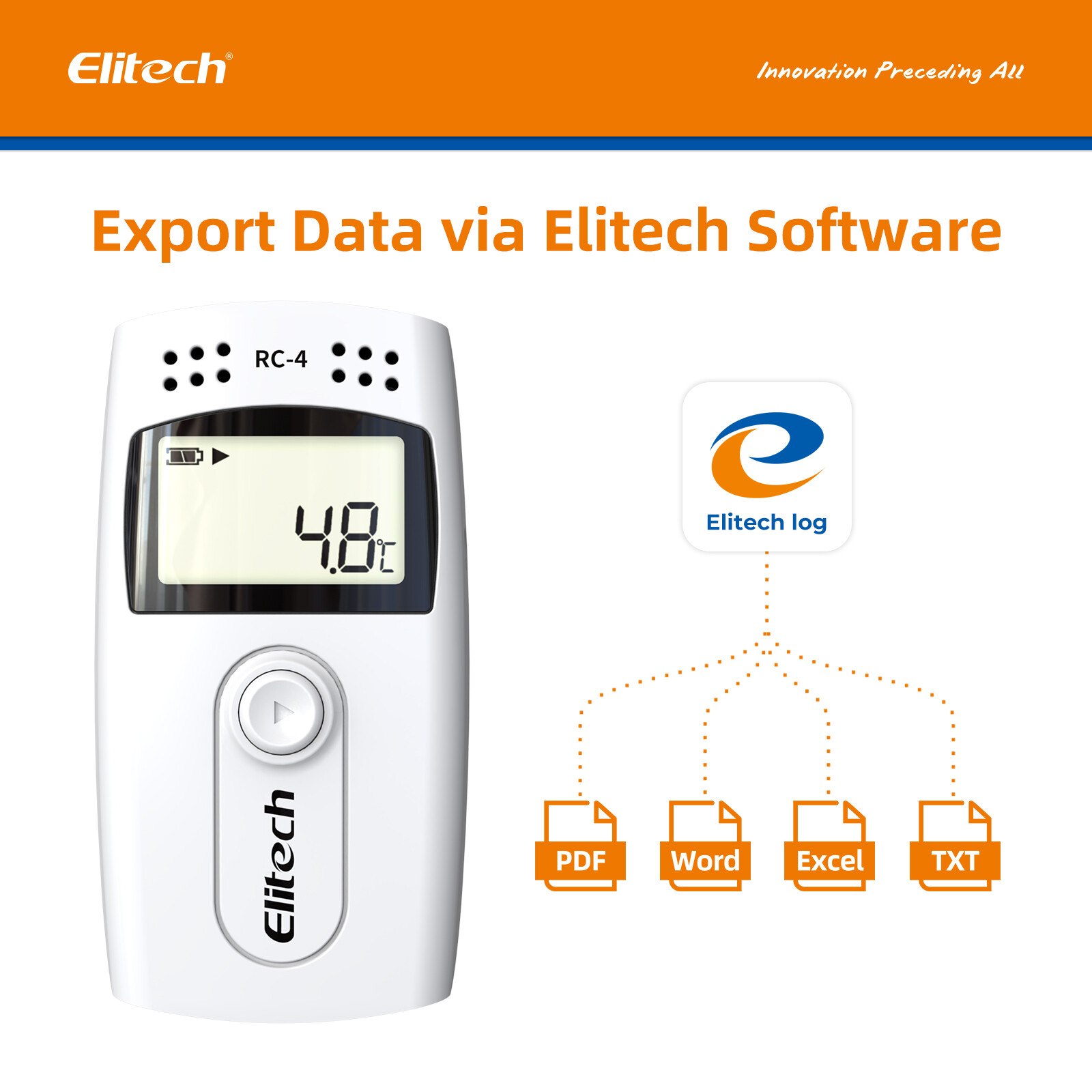 Elitech RC-4 Temperature Data Logger USB Temperature Recorder w/ External Probe
