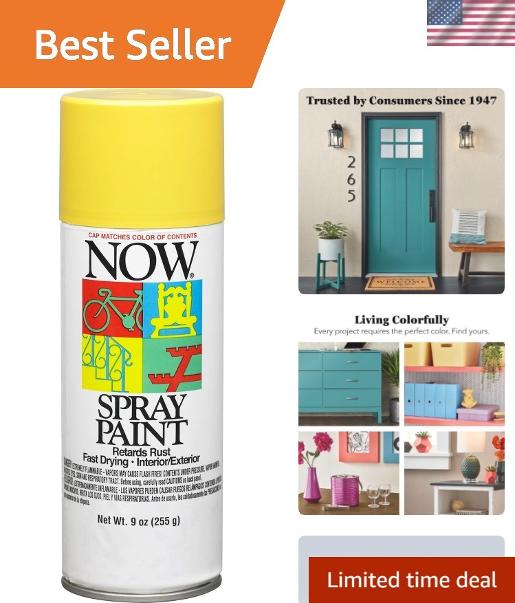Transform Surfaces with Krylon NOW Rust-Resistant Gloss Yellow Spray Paint 9 oz