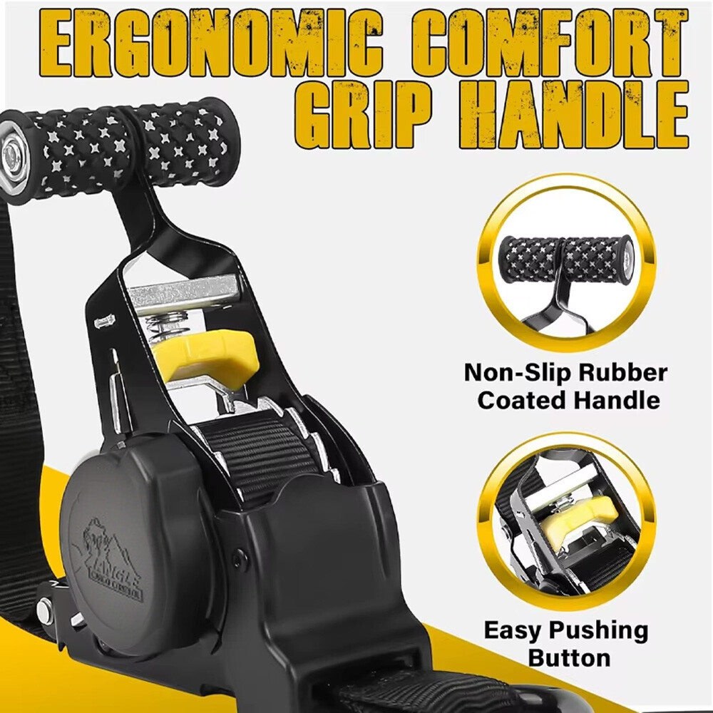 4 Pack Retractable Ratchet Tie-Down Straps 1500LBS Heavy-Duty for Boat, ATV, UTV