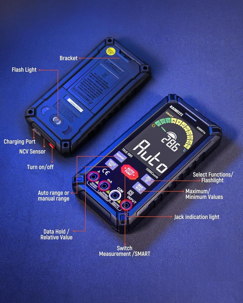 Digital Multimeter 10000 Counts TRMS Auto Ranging Rechargeable Smart Multimeter