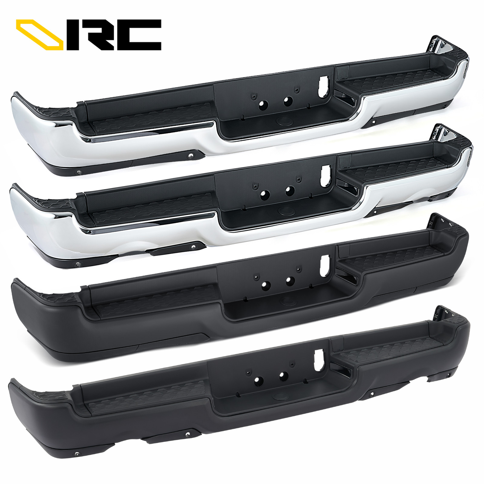 Chrome/Black Steel Rear Bumper For RAM 1500 2019 2020-2023 Single/Dual Exhaust