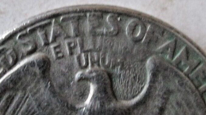 1972-D WASHINGTON, REVERSE GREASE STRIKE ERROR AT "RIBUS", VF/XF, CIRCULATED