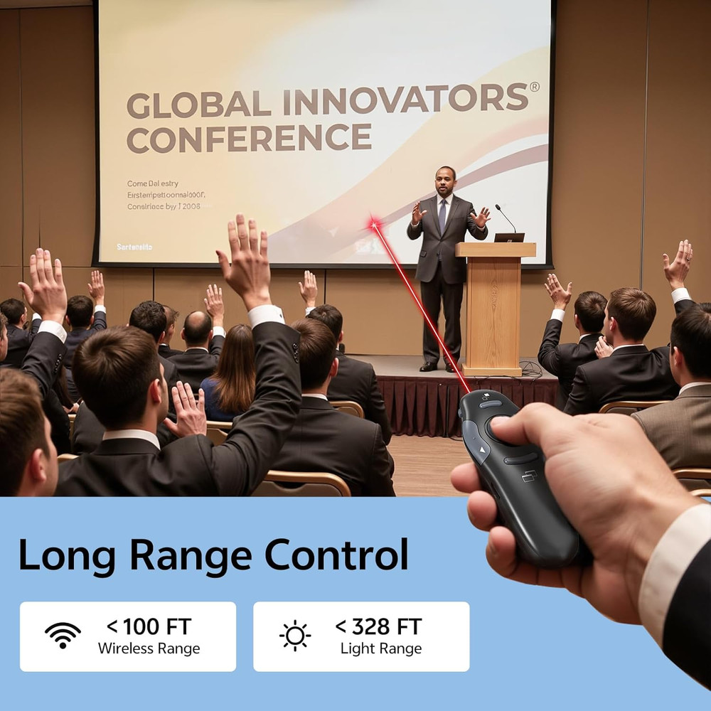 Presentation Clicker with Case Storage: Powerpoint Wireless Presenter Remote USB