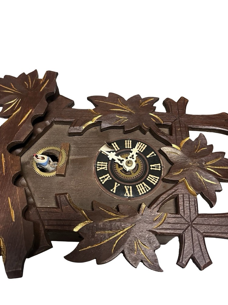 Vintage Germany 1 Day Black Forest Cuckoo Clock Bird Leafs EMPTY NO CLOCK