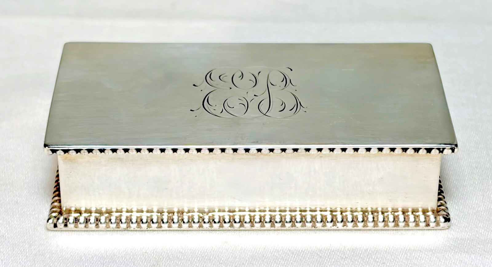 Antique Victorian Sterling Silver Gorham Stamp Box Trinket Box Monogramed M 716