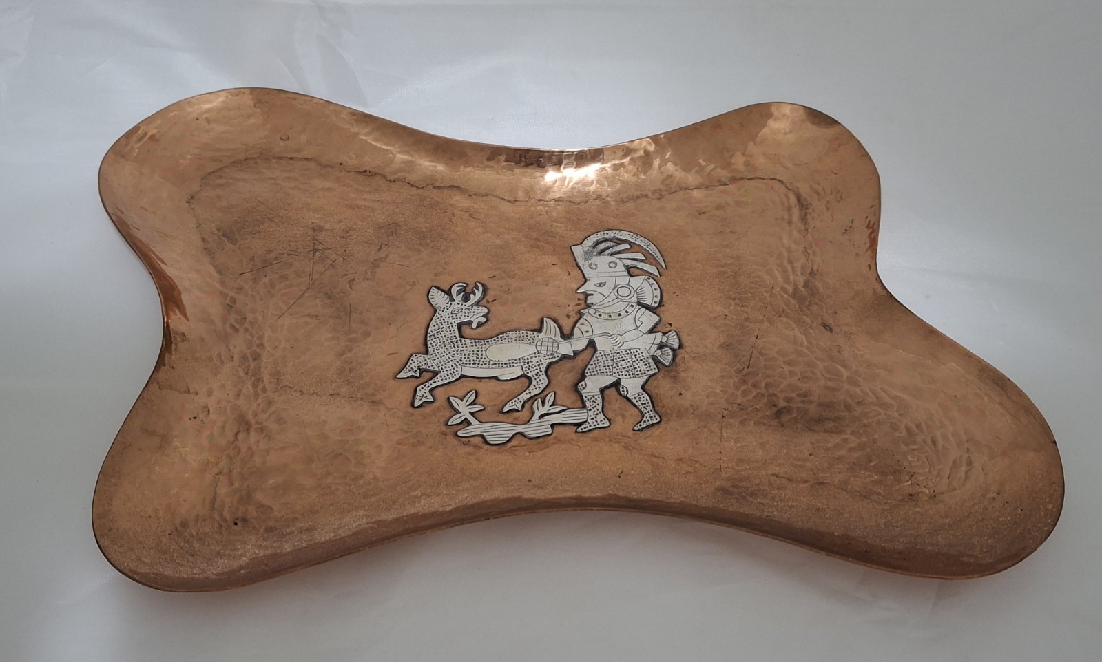 Peruvian Sterling Silver & Hammered Copper Biomorphic Tray