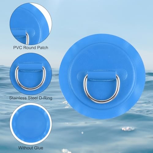 D-Ring Patch Stainless Steel D-Ring PVC Patch Pad No Glue Include for Blue