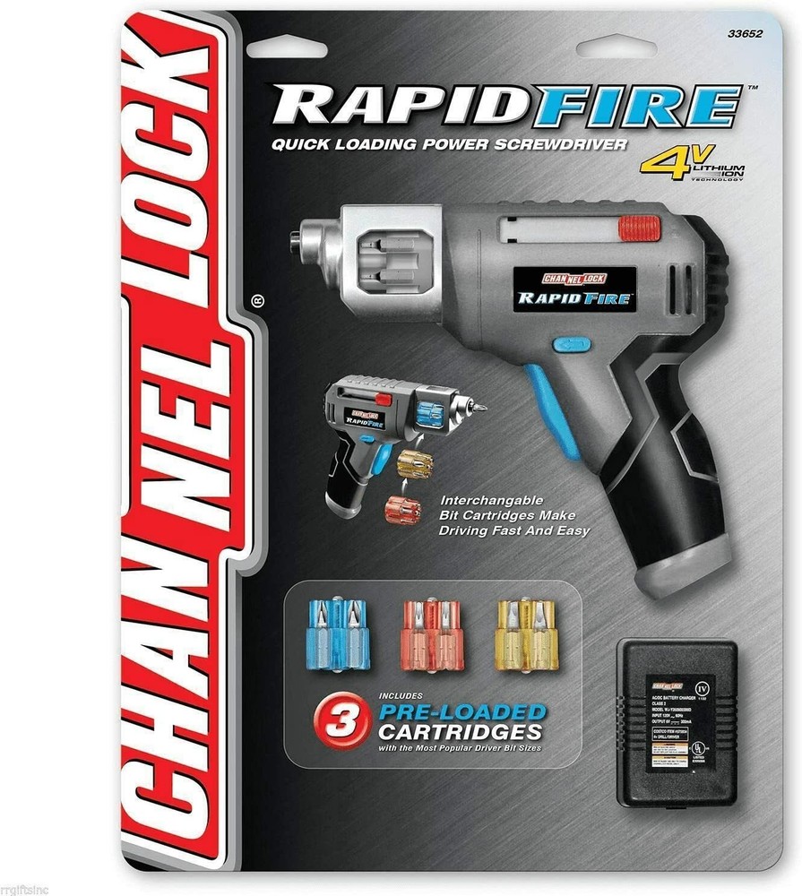 Channel Lock Rapid Fire Quick Loading Power Cordless Screwdriver 18 Driver Bits.