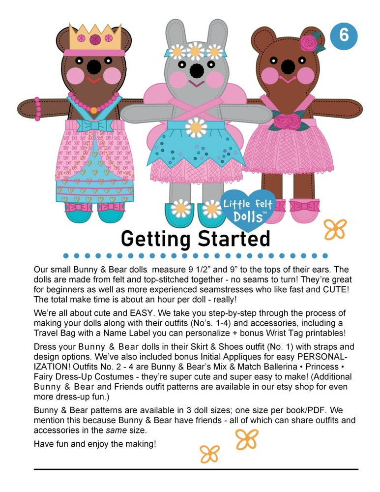 Bunny & Bear DOLL Pattern BOOK_Stuffed Doll - Animal + Doll Clothes Patterns_NEW