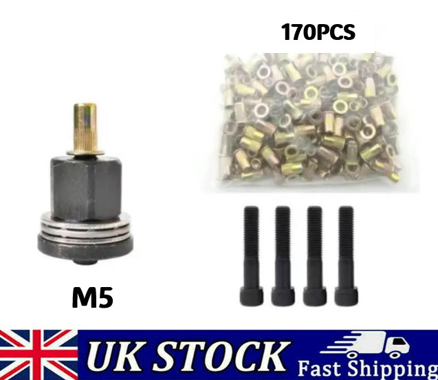 175PCS M5 Rivet Nut Tool Kit - Heavy Duty Nutsert Threaded Insert Set