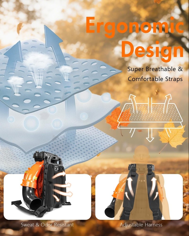 Leaf Blower 75.6cc 2-Stroke Backpack Gas Powered Leaf Blower 847CFM 236 MPH