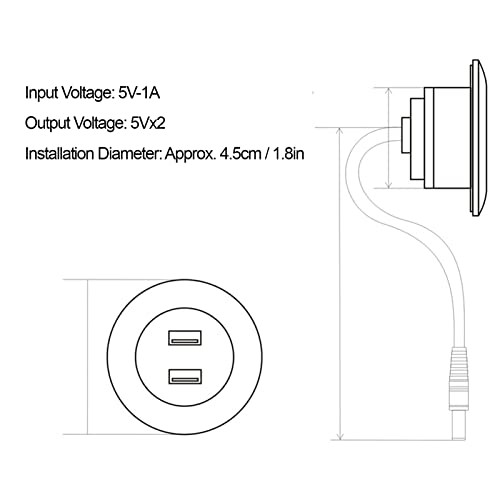Sofa USB Charging Socket, Recessed USB Outlet Power Strip Flush Mount Silver